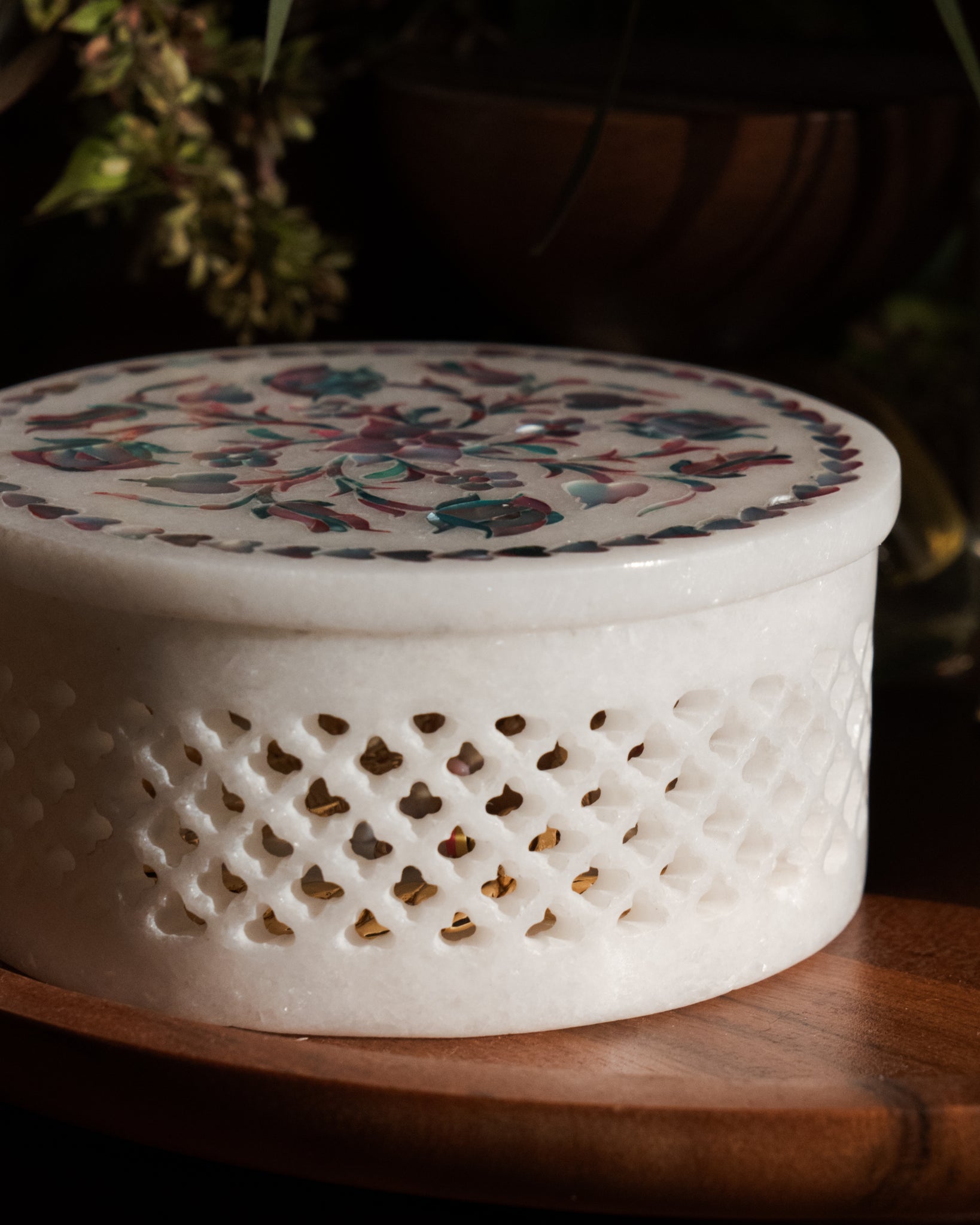 Round Multi Mother of Pearl Storage Box