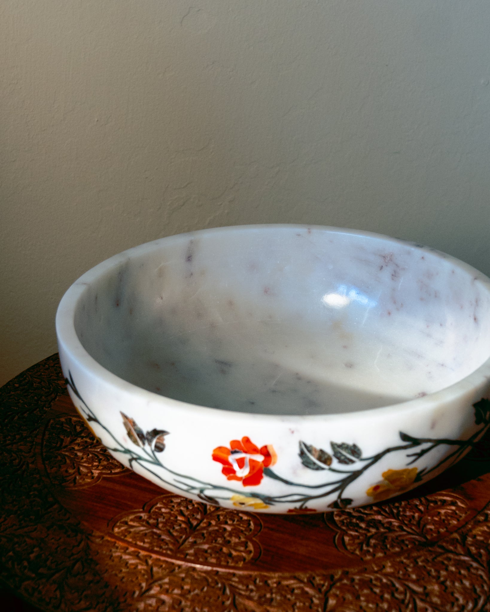 Banswara Marble Multicolored Floral Inlay Bowl