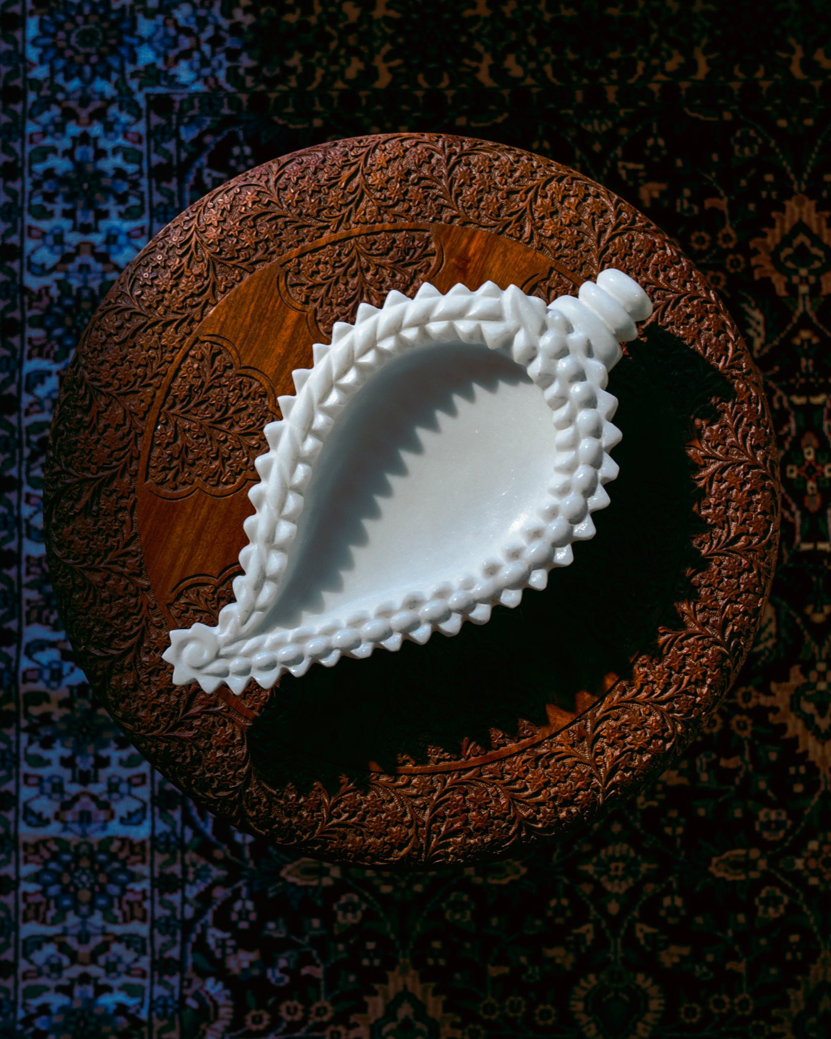 Handmade Pure White Makrana Marble Ribbed Bowl 