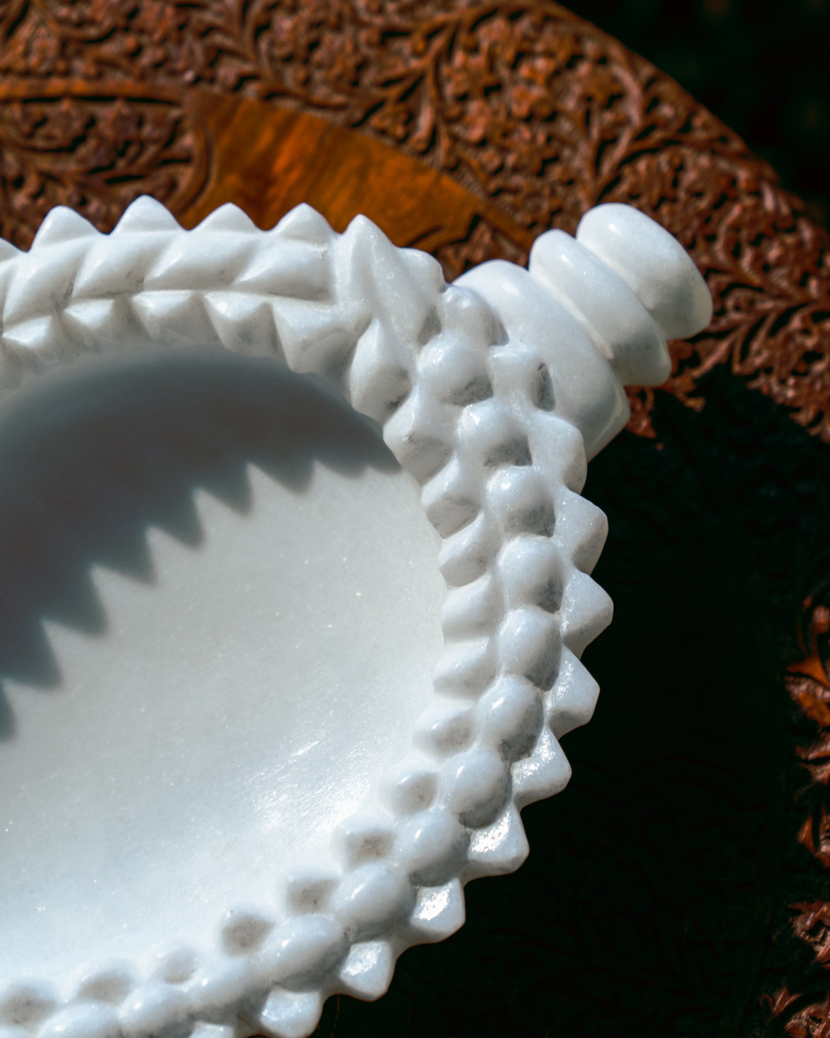 White Makrana Marble Ribbed Bowl
