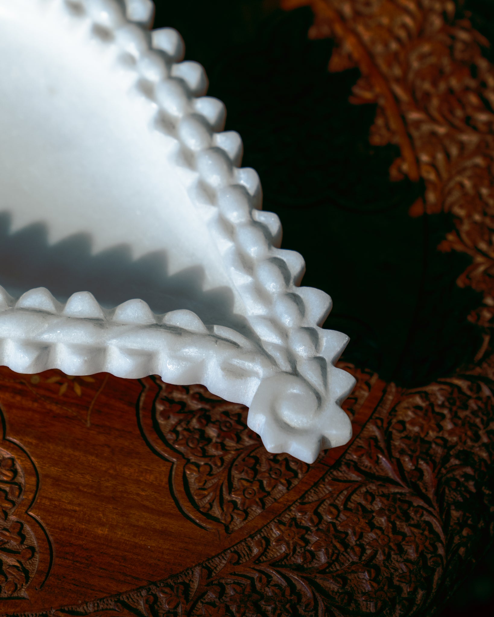 White Makrana Marble Ribbed Bowl