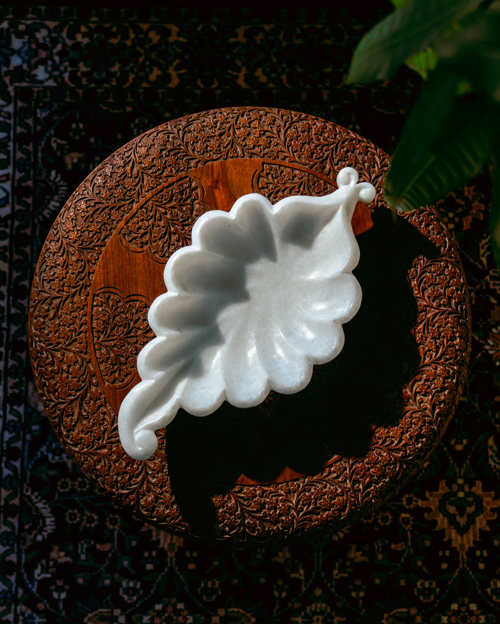 Pure White Makrana Marble Wavy Bowl 