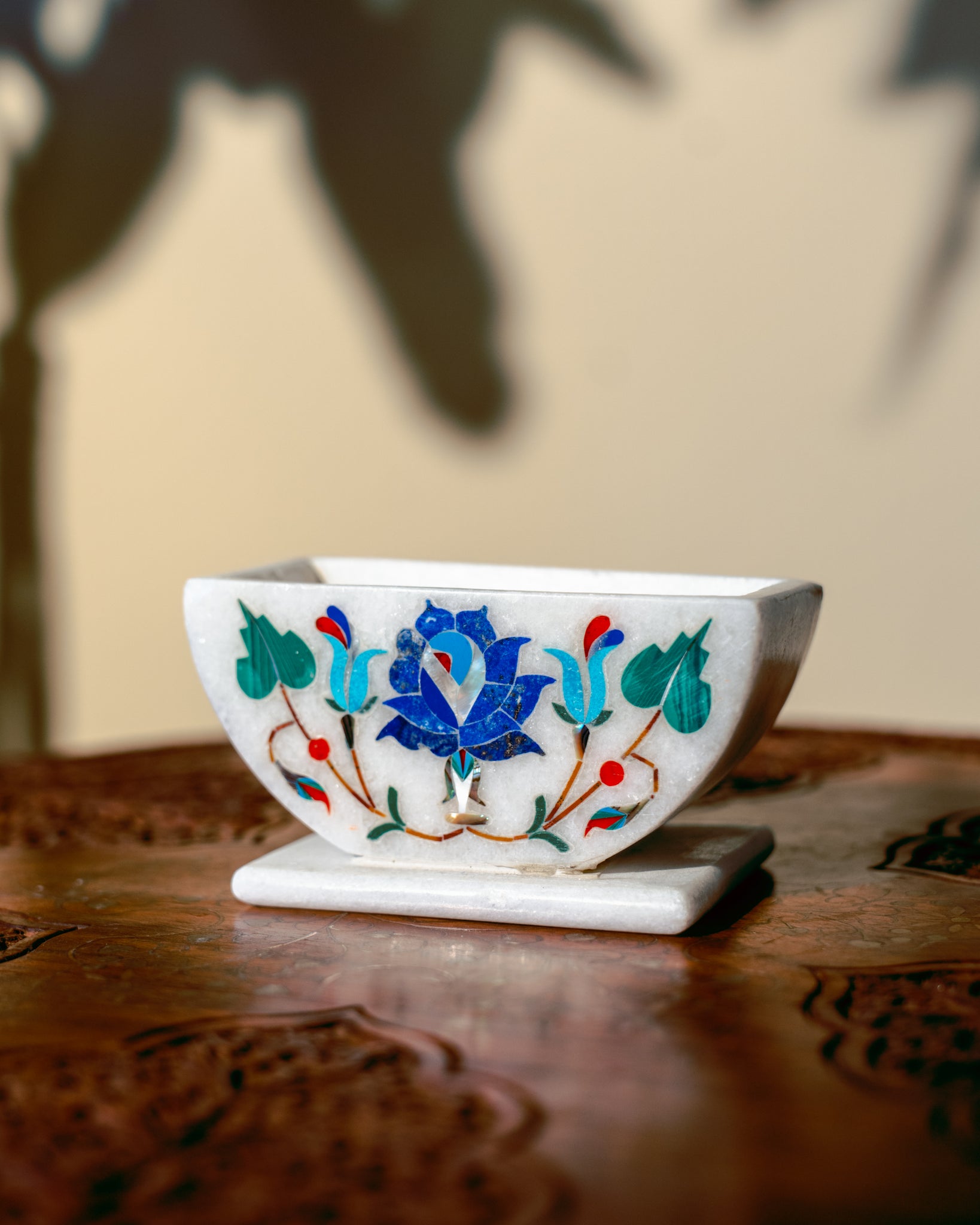 Lapis Lazuli Floral Coaster Set