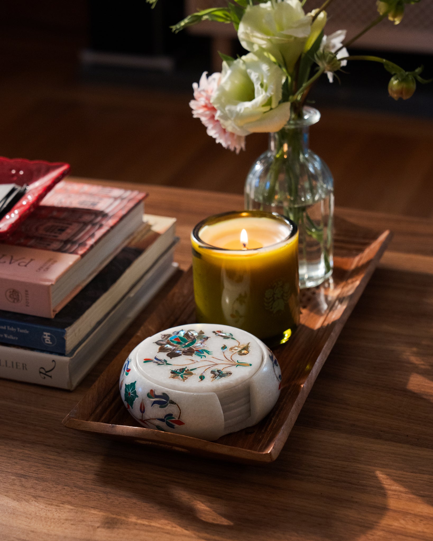 Mughal Multicolored Inlay Coaster Set