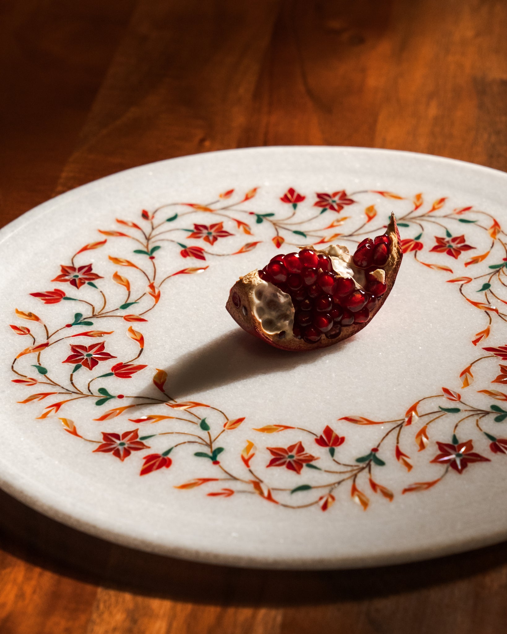 White Round Inlay Platter